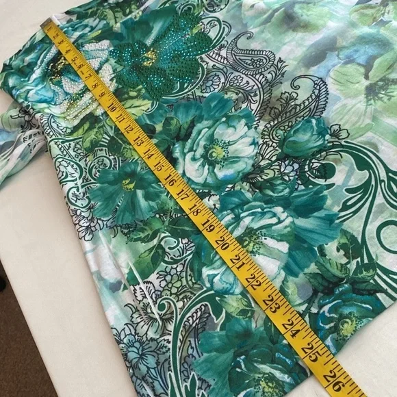 JM Collection blouse petite 3/4 length sleeves scoop neck floral/paisley Sz XLP - Picture 3 of 9